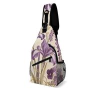 Purple Floral Chest Bag Fashion Casual Crossbody Bags Exquisite Small Sling Backpack Full Printed Shoulder Pack Convenient Daypack Phone Bag for Travel Workout Outdoor