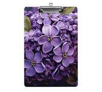 Purple Floral Clipboard, A4 Acrylic Clipboard with Hanging Hole, Ultra-Light Clip Board - Holds 100 Sheets, Shatterproof Document Holder for Office, 12.5" X 8.5"