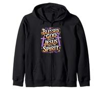 Purple Floral Cross Faith Affirmations Christians Zip Hoodie