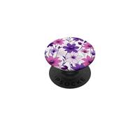 Purple Floral Flowers Vaporwave Pattern Dark Pink PopSockets Adhesive PopGrip