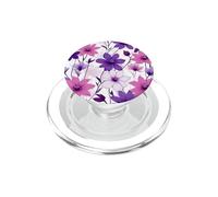 Purple Floral Flowers Vaporwave Pattern Dark Pink PopSockets PopGrip for MagSafe