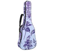 Purple Floral Herbs and Spices Acoustic Guitar Bag Thick Padded, Waterproof Guitar Gig Bag for 40 41 42 Inch Guitars
