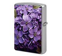 Purple Floral Lighter Case Metal Protective Cover with Double-Sided Art Design, Cool Lighters Pouch Shockproof Lighter Cover for Men Women Gifts, Lighters Not Included