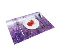 Purple Floral Nursery Placemats Set Of 4, Woven Vinyl Placemats, Washable & Durable Table Placemats, Indoor/Outdoor Use Table Mats