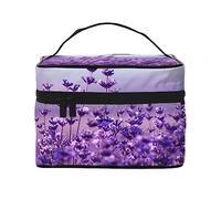 Purple Floral Nursery Travel Makeup Bag - Elegant and Spacious Cosmetic Organizer for On-The-Go
