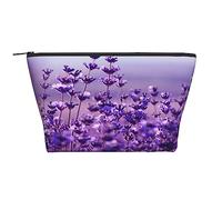 Purple Floral Nursery Travel Makeup Bag - Trapezoidal Portable Cosmetic Organizer Bag - Durable, Spacious, and Versatile