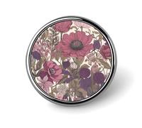 Purple Floral Pattern Lapel Pin Durable Metal Round Brooch Pins Lightweight & Elegant Badge for Shirts, Jackets, Backpack & Gifts