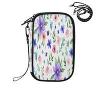 Purple Floral Pattern RFID Blocking Family Passport Holder, Waterproof Travel Document Organizer Wallet for Women Men, Credit Card Case Travel Essentials