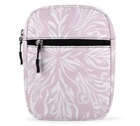 Purple Floral Pattern Small Crossbody Bag Unisex | Mini Satchel Men Women Adjustable Sling Shoulder Strap Messenger