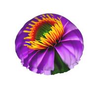 Purple Flower 1 Reusable Shower Cap for Women, Double Waterproof Layers Shower Cap, Hair Care Essential