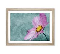 Purple Flower After The Rain Painting Modern Art Framed Print | A2 Oak Framed Wall Art | Ready to Hang | Modern Floral Picture | Living Room Bedroom Lounge Office