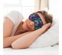 Purple Flower and Teal Print Soft Eye Mask for Sleeping Travel Nap Women Men