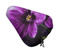 Purple Flower Bike Seat Rain Cover Waterproof Dustproof Bikes Saddle Cushion Soft Bicycle Seat Pad Covers with Drawstring for Men Women