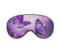 Purple Flower Butterflies Blackout Sleep Eye Mask, Ventilated Fabric, Adjustable Wearing Style, Zero Pressure Sleeping Mask Soft Skin Friendly Eyeshade for Women Men
