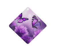 Purple Flower Butterflies Car Air Freshener Hanging, Long Lasting Scented Car Aromatherapy Tablets, Rhombus Fragrance Scented Cards for Vehicles, Bedroom, Wardrobe Black-style