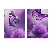 Purple Flower Butterflies Leather Passport Holder Covers Case Minimalist Passport Sleeve Travel Wallet Passport Book Holders for Women Men, style, 20.3x13.8cm