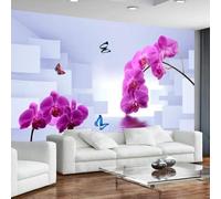 Purple Flower Butterfly 3D Modern Wallpaper Home Decoration Creative Living Room Sofa Tv Background-150Cm×105Cm