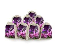 Purple Flower Butterfly 8 PCS Muslin Bags with Drawstring Sachet Bags Empty Small Cotton Drawstring Bag Muslin Reusable & Washable Cotton Bag for Herb Spice Candy Soap Jewelry Wedding Gift Pouches