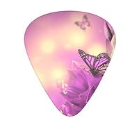 Purple Flower butterfly Printed Guitar Picks Personalized Guitar Plectrums 12 Pcs For Acoustic Guitar Electric Guitar And Bass Bulk Guitar Pick One Size