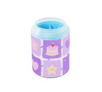 Purple Flower Cake Grid Reusable Dog Foot Washer with Silicone Brush Soft Pets Cleaning Kit for Small Medium Dogs & Cat Breeds