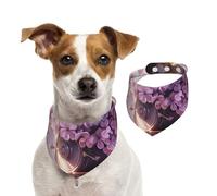 Purple Flower Environment Pet Scarf Dog Bandanas Spring Summer Soft Cotton Puppy Scarfs Adjustable Accessories for Small Medium Large Girl Boy Pup Large