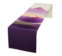 Purple Flower Linen Table Runner 72 Inches Long Farmhouse Table Runners Dining Table Dresser Runner Scarves Tabletop Decoration for Kitchen Home Party Holiday