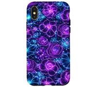 Purple Flower Moody Blue Floral Roses Wildflower Pattern Case for iPhone X/XS