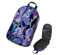 Purple Flower Orchid Patterns Pattern Kitchenware Storage Bag for Picnic, Waterproof Portable Cookware Organizer