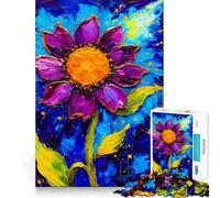 Purple Flower Painting 1000 Pieces Jigsaw Puzzles for Adults Brain Challenge Toy Indoor Play Precise Cut Fine Art Piece (50x75cm)