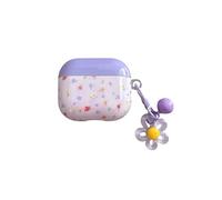 Purple Flower Pattern Decoration Headphone Cover with Pendant Case for AirPods 3rd Generation 2021
