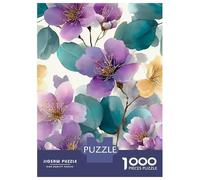 Purple Flower Pattern Green Leaves 1000 Piece Jigsaw Puzzle Paper for Adults Relax Home Decor 70x50cm/1000pcs