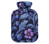 Purple Flower Pattern Lavender Cute hot Water Bottle with Soft Cover, 2L Water Bag for Sore Muscle, Pain Relief, Bolsa para agua Caliente para Dolor