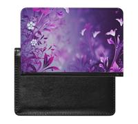 Purple Flower Pattern Passport Cover Protector Rfid Blocking Passport Holder Id Card Holder Secure Travel Wallet Organizer for Passport Tickets Credit Cards, style, One Size