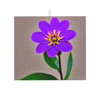 Purple Flower Print Absorbent Dish Drying Mat Kitchen Counter Foldable Reusable Coffee Bar Utensil Pad