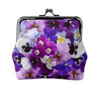 Purple Flower Print Charm and Versatile Coin Purse Exquisite Waterproof Kiss Lock Wallet for Keys Cards