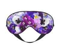 Purple Flower Print Functionality Cozy Eye Mask Adjustable Strap Nap Night Travel Camping Yoga Relax