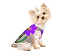 Purple Flower Print Lightweight Dog Vest, Cat Sleeveless Shirt, Breathable Mesh Design for Summer Walking and Play
