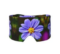 Purple Flower Print Sleep Eye and Ear Muffs Mask - Adjustable Yoga Travel Headband, Keep Warm Shading Comfortable Aid