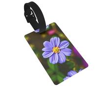 Purple Flower Printed Small Luggage Tags Portable Bag ID Holders with Adjustable Strap for Travel Gear
