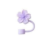 Purple Flower Strawes Cover for Stanley 40&30 Oz Cup, 8mm Silicone Strawes Covers Cap for Stanley Cup Accessories, Cute Straw Topper for Tumblers, Straw Cap Stopper for Reusable Straws Tip Lids，Straws