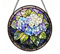Purple Flower Sun Catchers for Windows, Acrylic Suncatchers for Windows with Stained Glass Design, Colorful Window Decorations and Hanging Garden Ornaments Kit for Home, Balcony, Living Room Decor