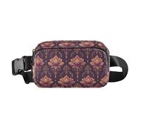 Purple flower Traditional Bohemian Trendy Crossbody Bag Waist Packs for Women Men Waterproof Crossbody Shoulder Bag with Adjustable Strap for Travel Shopping Running, Purple flower Traditional