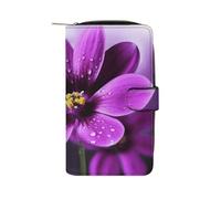 Purple Flower Wallet Multifunctional Wallets for Men Compact Wallet Purse Passport Bag
