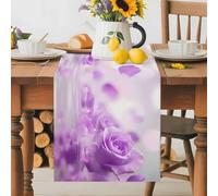 Purple Flower Water Reflection Table Runner 36 Inches Long,Table Runners Kitchen Dining Tables Decoration for Home Party Decor, Watercolor Floral Still Life Tables Runner Wedding Dresser Scarf