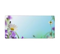 Purple Flower White Daisy Print Gaming Mouse Pad XXL Mousepad Keyboard and Mouse-Pads Desk Mat Office,35.5in X 16 in