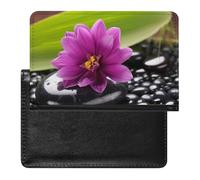 Purple Flower with Black Stone Passport Cover Protector Rfid Blocking Passport Holder Id Card Holder Secure Travel Wallet Organizer for Passport Tickets Credit Cards, style, One Size