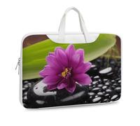 Purple Flower with Black Stone Printed Leather Shoulder Messenger Bag Briefcase for Men Women Travel Business Office Hangbag Laptop Pack Crossbody