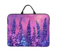 Purple Flowered Sky Notebook Carrying Case With Handle Laptop 14 Inch Computer Sleeve For Women Men Padded Cover Laptop Bag