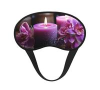Purple Flowers and Candles Sleep Mask for Side Sleeper Soft Breathable Sleeping Eye Mask Blackout Silk Eye Sleep Shade Cover with Elastic Strap Night Blindfold for Women Men Travel Nap