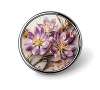Purple Flowers Badges Circle with Button Design, Personalized Picture Pin Brooches, Round Badge Holders for Decorate Hat Shirt Clothing Bag Accessories